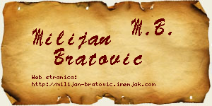 Milijan Bratović vizit kartica